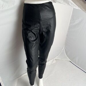 Halogen black faux leather pull on high waist skinny leggings pants